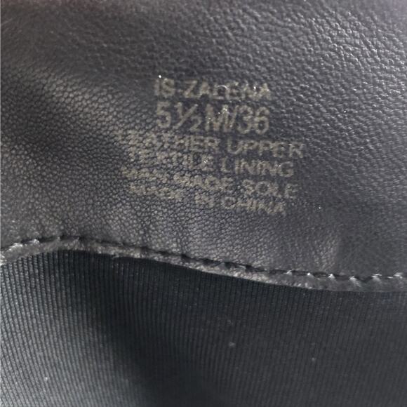 1.STATE Womens Wedge Boots Size 5.5 Black Leather Suede Pointed Toe Knee High - Picture 9 of 11